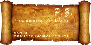 Prodanovics Zoltán névjegykártya